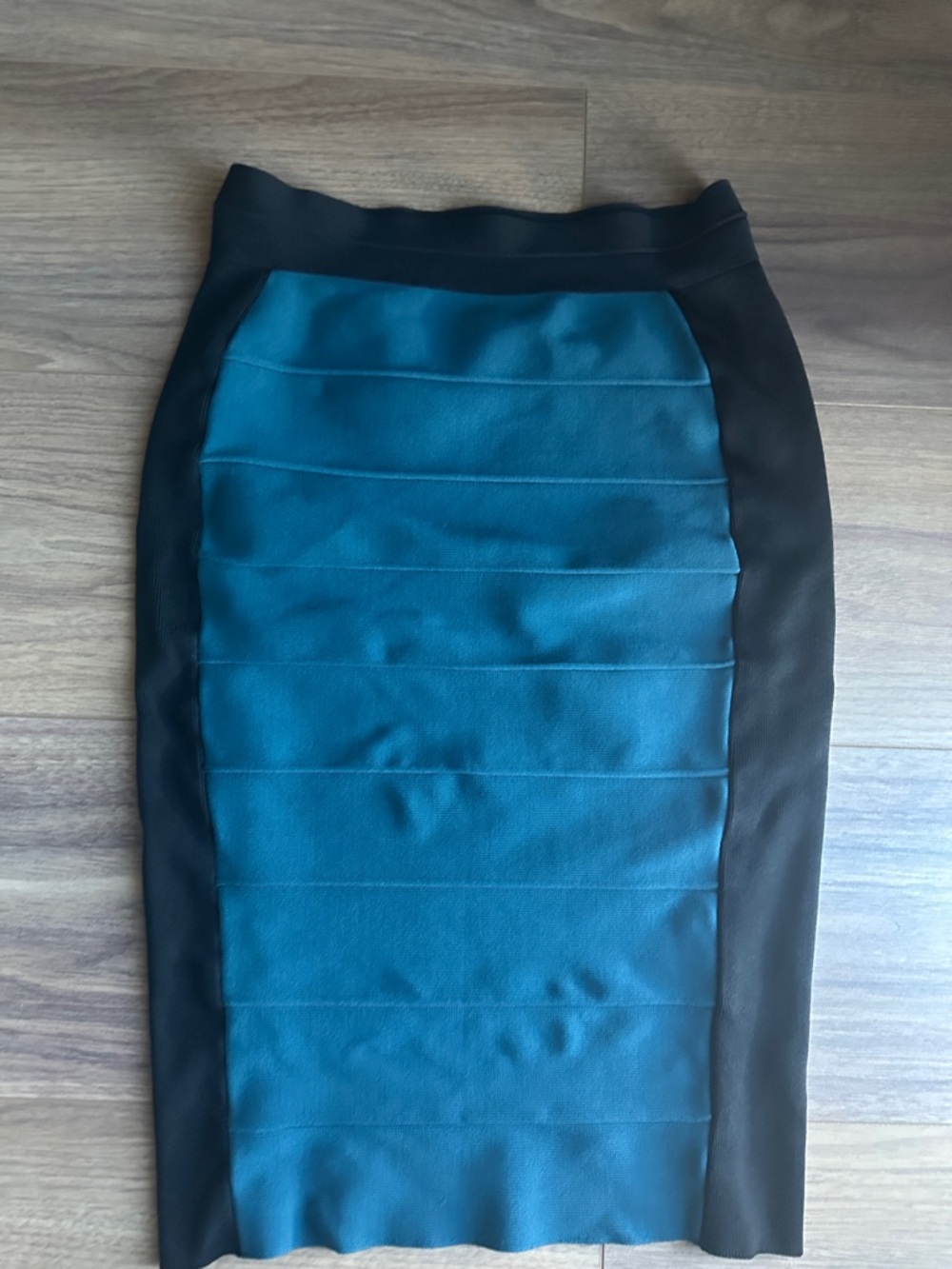Black & Teal Panel Pencil Skirt
